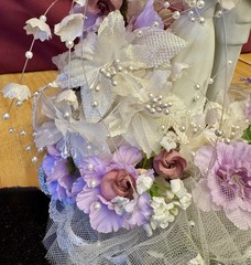 (3pc Set) VTG Y2K Wedding Couple Cake Topper+ Bride & Groom Flutes Porcelain
