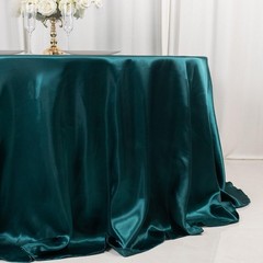 Balsa Circle Peacock Teal Satin Round Tablecloth 132″ (Round),