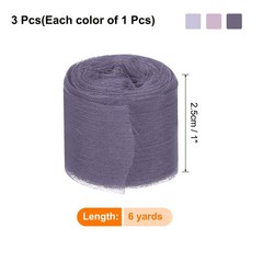 3 Rolls Ribbon Crinkle Chiffon 1″ 6Yard Purple Light Purple Grey Purple