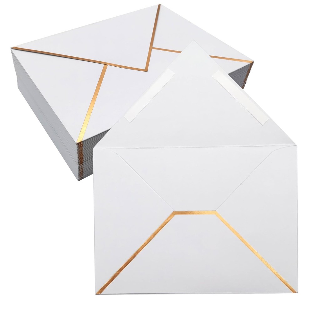 50 Pack 5×7 Envelopes Self Seal, White for 5×7,