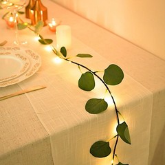 7 ft Green LED Eucalyptus Leaves Garland Battery Operated Wedding Fairy Lights