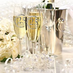 25th Anniversary Champagne Flutes, Wedding 2 Count (Pack of 1) 25th anniversary