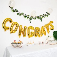 Gold 13″ Congrats Mylar Foil Balloon BANNER Party Events Decorations Supplies