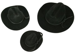 MINI BLACK Felt COWBOY HAT Western Wedding Party Favor Choose Size & Pack Amount