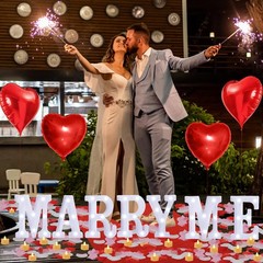 Marry Me Light Up Letters Proposal Decorations Sign 24 White