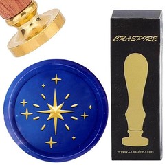 CRASPIRE Twinkle Stars Wax Seal Stamp Shiny Eight Pointed Star Vintage Remova…