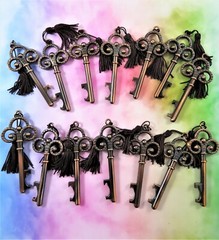 Wedding Favor Skeleton Key Bottle Openers Antique Copper Finish New Lot Of 14