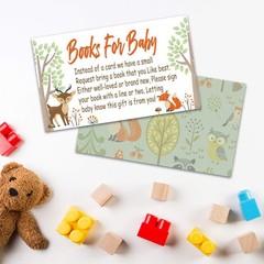 Woodland Creature Books for Baby Shower Request 50 Count (Pack of 1), brown