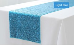 Light blue glitter sequin table runner wedding anniversary party cake table deco