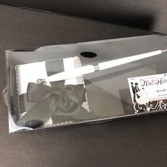 Wedding Black White Guest Pen Holder Set Bow His Hers New