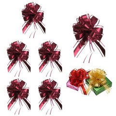 6Pcs Large Pull Bow Gift Wrapping 9 Inch Ribbon Organza Wine Red Bows