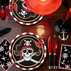 Tableware Party Decorations – 50 Pcs Plates Napkins Birthday Tableware Pirate
