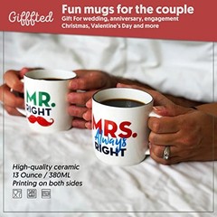 Mr Right Mrs Always Right Coffee Mugs Gifts Ideas for Couples, Colorful