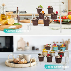 Acrylic Display Risers,Clear Shelf 3 Tier Cupcake Display Stand Steps for Food D