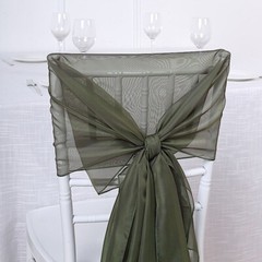 5 Olive Green Extra Wide Premium Chiffon CHAIR SASHES Bows Ties Decorations