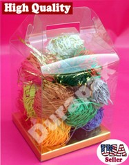 24 PCS 4x3x2-1/2″ Party Wedding Favor Gable Handle Clear PVC Box w/ Golden Card