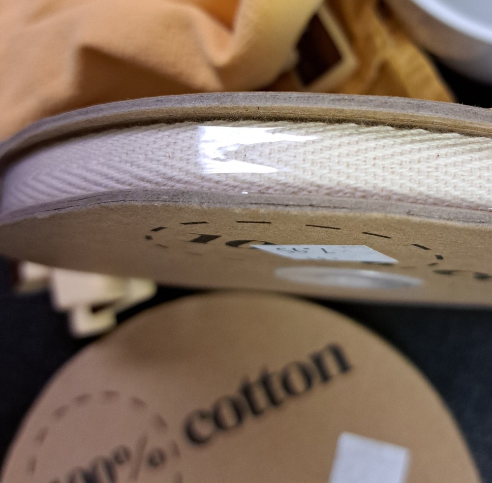 Natural Cream Ivory HERRINGBONE COTTON TAPE Twill Tape 3/8″ Wide 25yds