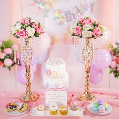 2pc Pink White Silk Rose Flower Ball Centerpiece Wedding Party Table Decor 10″