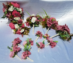 Wedding Bouquet Set, Pink, Dusty Pink, Ivory, Cream, Cascade Bouquets, Teardrop