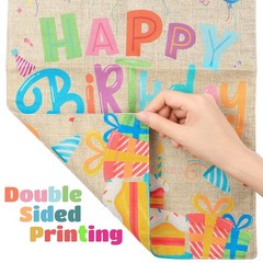 WATINC Happy Birthday Garden Flag Burlap Yard Signs Vertical Double Sided Rea…