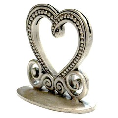 Heart Shaped Aged Pewter Finish Place Card Holders Vintage Romantic Table Decor