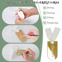 20 PCS Mirror Gold Acrylic Place Cards Ribbon Wedding Name Tags Table Decor