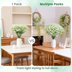 24PCS White Babys Breath Artificial Flowers,11» Elegant Faux 24-Baby Breath