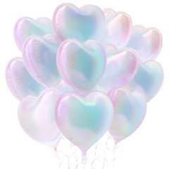 Heart Balloons, 12Pcs 18 Inch Heart Shaped Foil Balloons for Iridescent