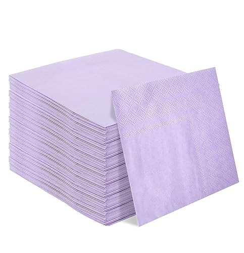 50 Pieces 2-ply Light Napkin Disposable Cocktail Napkins Beverage Purple