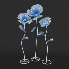 3pcs Blue Giant Artificial Flower 1.2/1.4/1.7m Decoration for Wedding Background