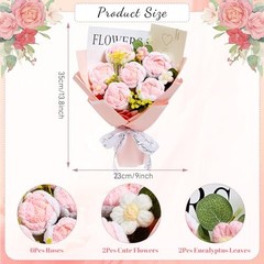 Crochet Flower Bouquet Handmade Knitted Flowers Roses Bouquet for Wedding Pink