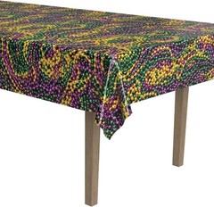 Beistle Mardi Gras Beads Tablecover One Size Fits Most, Multi Color