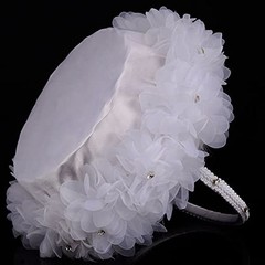 2 PCS Wedding Flower Girl Baskets White Flower Basket with Lace Handle Decor