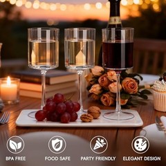 24PCS 9OZ Clear Plastic Wine Glasses – Elegant Plastic Champagne Glasses with