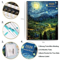 2026 Monthly Planner – 2026 Planner, Monthly Calendar 2026, Jan. Oil Painting