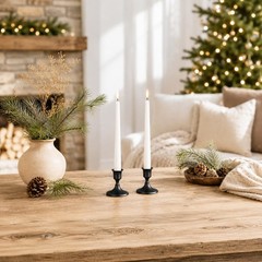 zeochyni Black Taper Candle Holders Set of 2, Vintage Metal