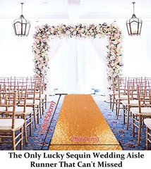 DUOBAO Aisle Runner for Wedding-15FTx2FT-Deep Gold Sequin Indoor Outdoor Cere…