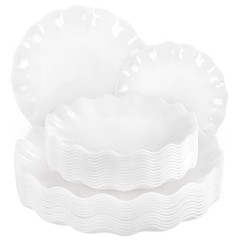 LIYH 24 Pcs Plastic Plates Reusable – Unbreakable Party 24(12 Guests) White