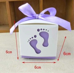 100x Blue Pink Baby Feet Baby Shower Favor Box Green Purple Baby Boy Girl Favors