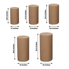 5 TAUPE Fitted Spandex Cylinder Display STAND COVERS Set Party Decorations