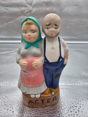 Vintage unique cake topper 1940s-1950s Before and After bride and groom