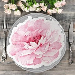 100 Pcs Floral Paper Napkins Flower Shape Cocktail Napkins Spring Peony