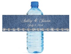 100 Denim & Diamonds Wedding anniversary Engagement Party Water Bottle Labels