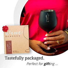 Stemmed Stainless Steel Wine Glasses – 18 oz Unbreakable Goblets for Black