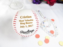 Personalized Engraved Rawlings Baseball Most Valuable Ring Bearer Gift with Cube