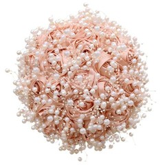 Small Bridal Wedding Bouquet Handmade with Luxury Pearl Lace Ribbon Satin Ros…