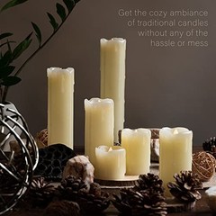 LED Flickering Flameless Melting Ivory Timer Candles, Set of 6 Faux Dripping