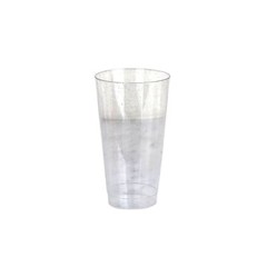 16 oz Clear with Silver Glittered Plastic Cocktail Disposable Glasses TABLEWARE