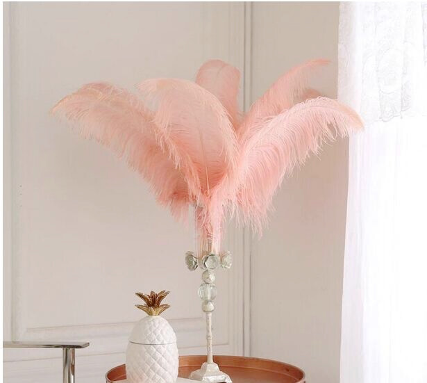 Peach Blush Pink 12 Pieces Ostrich Feather 12-14 inches Dozen Wedding Centerpiec