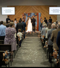 Lings Moments Wedding Flowers Set Russet Orange and Denim Blue